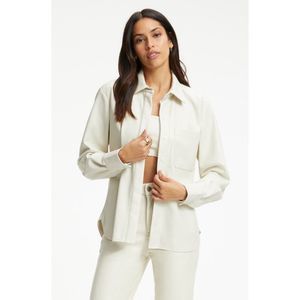 Good American Better Than Leather Faux Leather Button- Up Shirt,